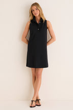 Black Pique Margaret Polo Dress