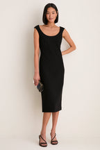 Noir Crepe Romy Midi Dress