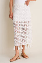 Cream Valeska Tassel Column Skirt
