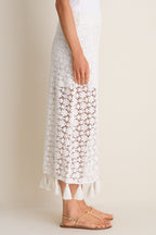 Cream Valeska Tassel Column Skirt