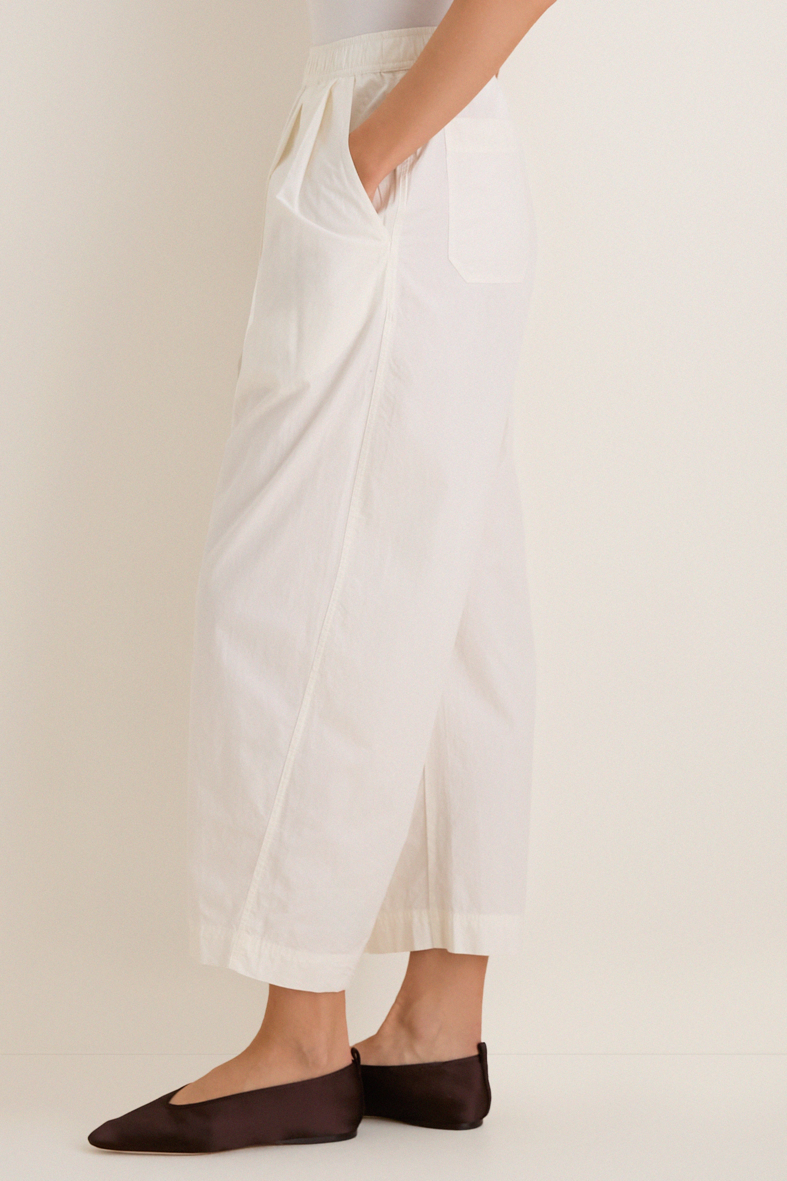 Cream Spa Pleat Pant