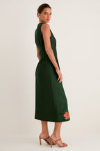 Verdant Green Crepe Embroidered Nell Dress