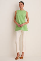 Pistachio Crepe Covered Button Millie Top