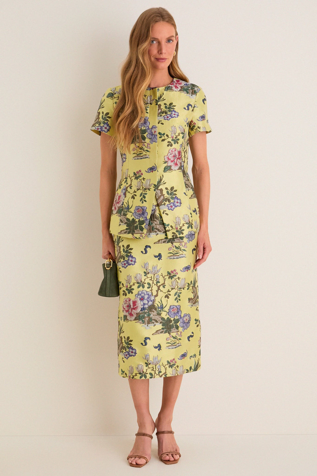 Gilded Chinoiserie Jacquard Short Sleeve Duke Top