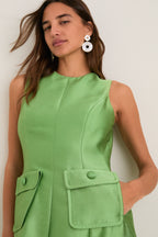 Pistachio Dupioni Helene Midi Dress