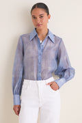 Pale Harbor Blue Jayleen Button Down Blouse