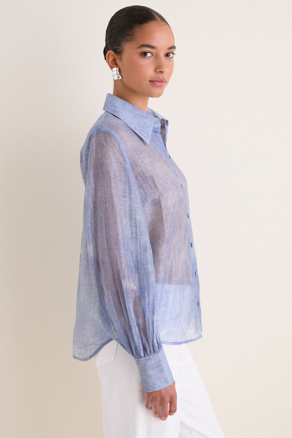 Pale Harbor Blue Jayleen Button Down Blouse