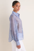 Pale Harbor Blue Jayleen Button Down Blouse