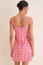 Red Geo Floral Volos Mini Dress