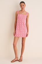 Red Geo Floral Volos Mini Dress