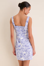 Blue French Floral Laura Mini Dress