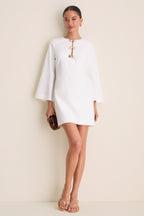Ivory Linen Shell Hardware Etta Mini Caftan