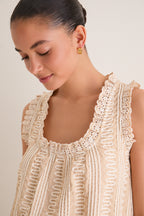 Tan & Cream Applique Valerie Mini Dress