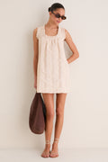 Tan & Cream Applique Valerie Mini Dress