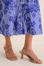 Blue & White Striped Floral Louisa Maxi Dress