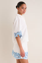 Sky Blue Embroidered Button-Up Beatrix Shirt