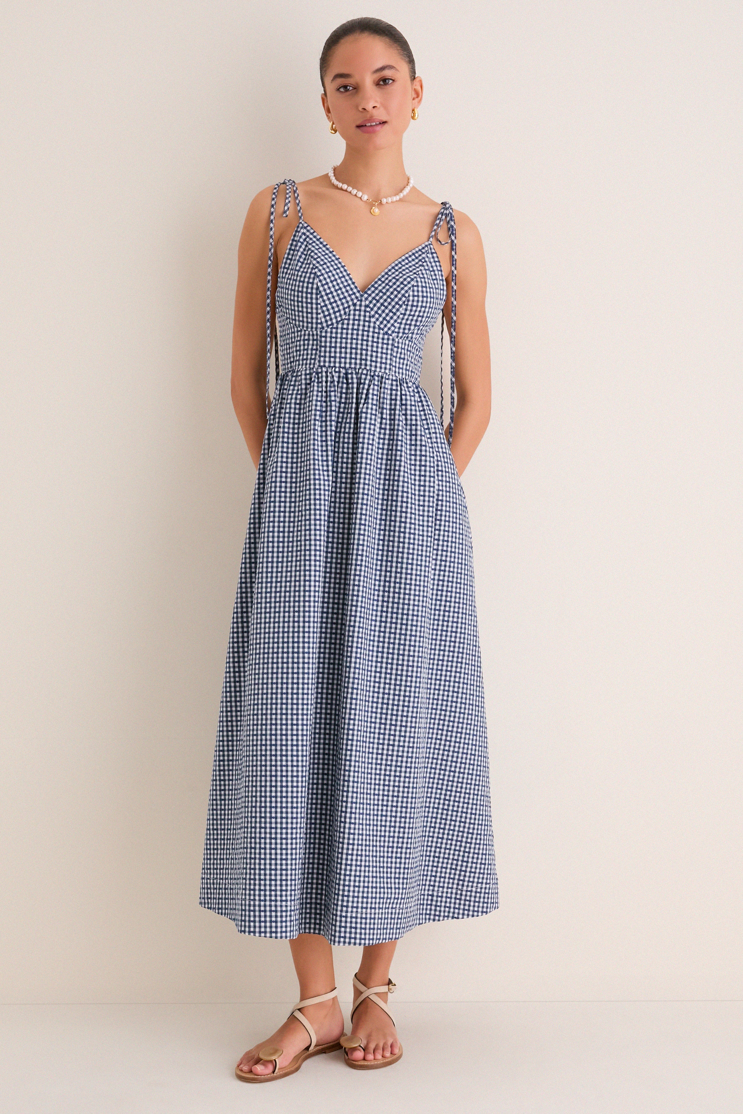 Navy Gingham Sloan Maxi Dress