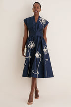 Navy Selene Midi Dress