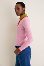 Solid Pink Picket Polo Jumper