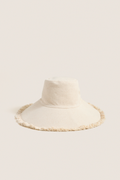 Natural Custom Fringed Canvas Packable Sunhat