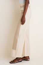 Ecru and Stone Khaki Taylor High Rise Wide Leg