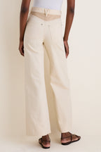 Ecru and Stone Khaki Taylor High Rise Wide Leg