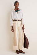 Ecru and Stone Khaki Taylor High Rise Wide Leg