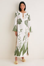 Green Floral Border Que Energia Tunic Dress