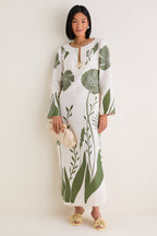 Green Floral Border Que Energia Tunic Dress