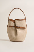 Raffia Mini Belted Bucket Bag