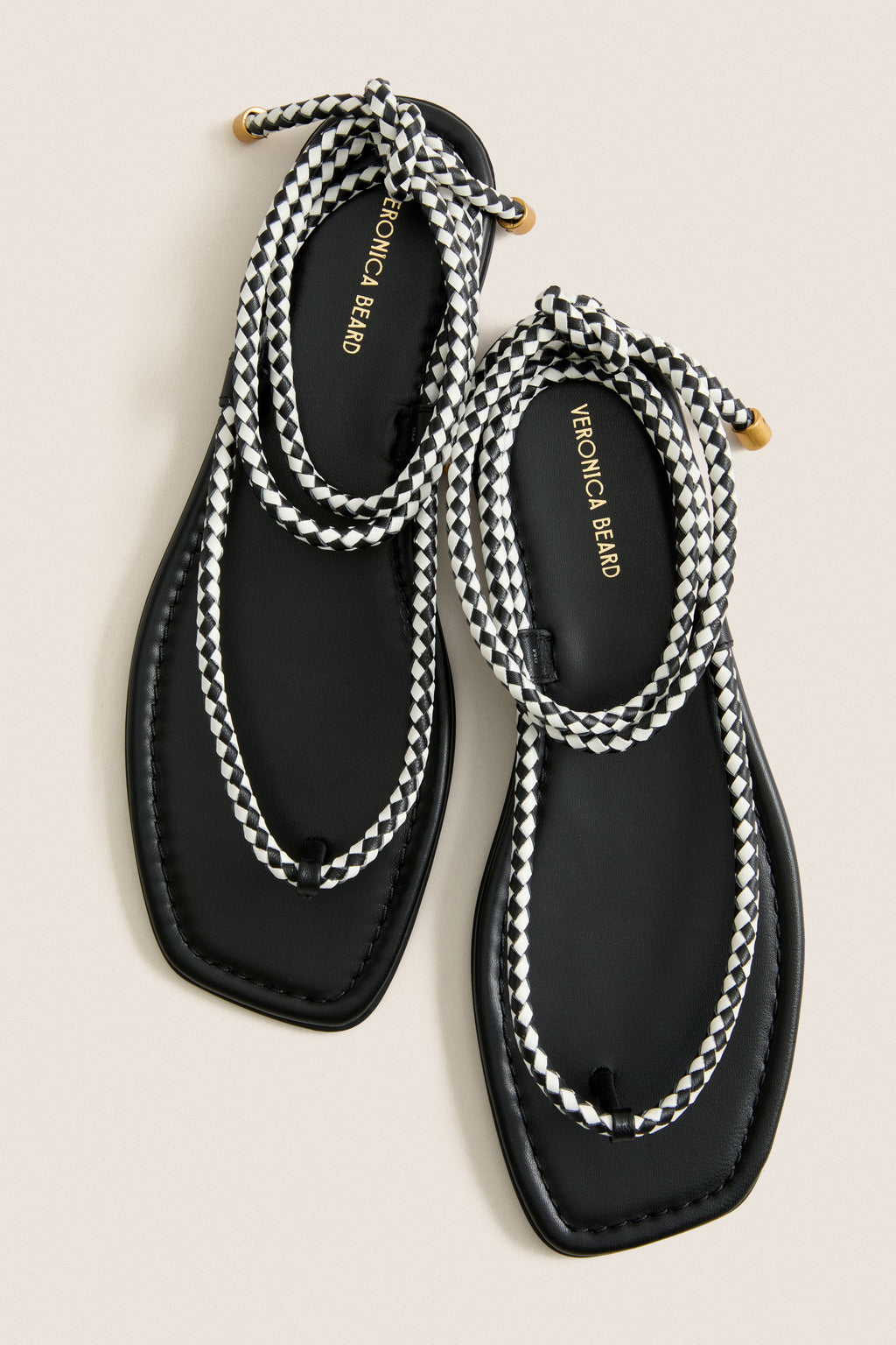 Black and Coconut Carmina Woven Cord Sandals