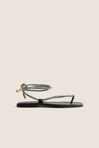 Black and Coconut Carmina Woven Cord Sandals