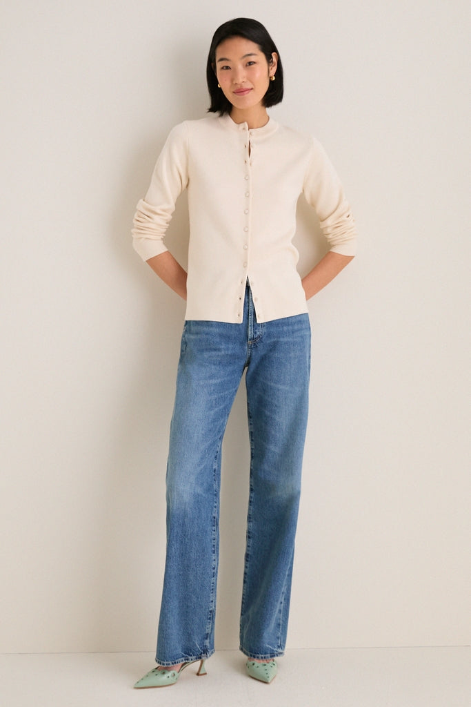 Ivory Structured Margaux Cardigan