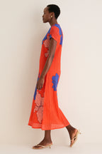 Bora Bora Red Short Sleeve Shift Maxi Dress