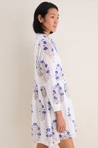 Laguna Blue Long Sleeve Mini Shirt Dress