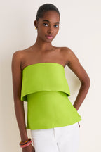 Lime Felix Satin Strapless Top