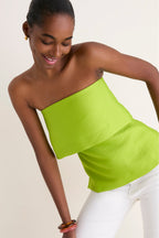 Lime Felix Satin Strapless Top