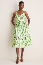 Green and Lilac Lillies Eglantine Dress
