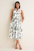 White and Lilac Lillies Norika Dress