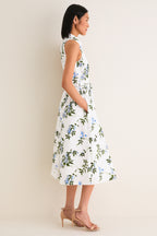 White and Lilac Lillies Norika Dress