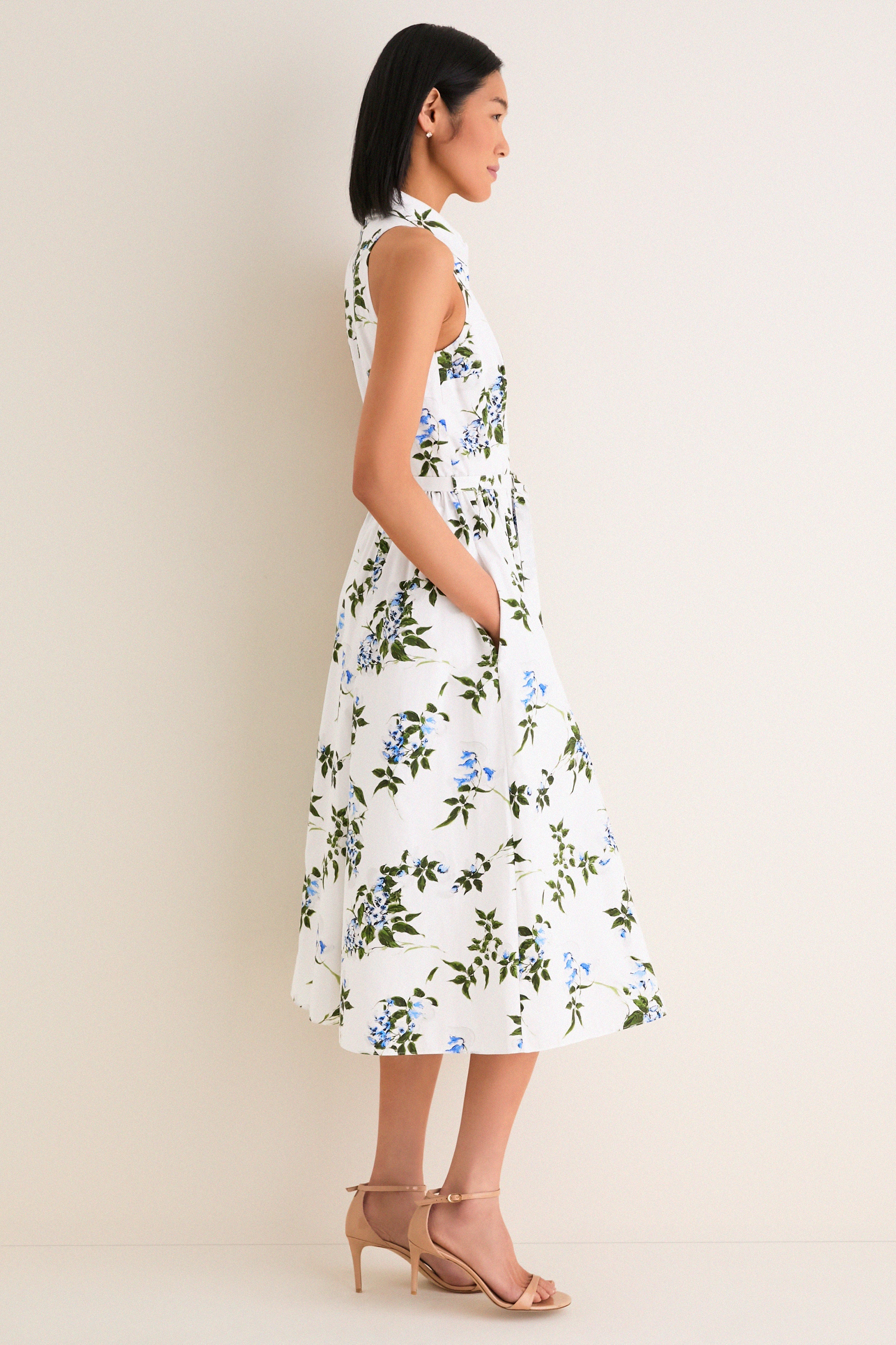 White and Lilac Lillies Norika Dress