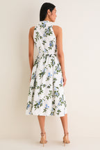 White and Lilac Lillies Norika Dress