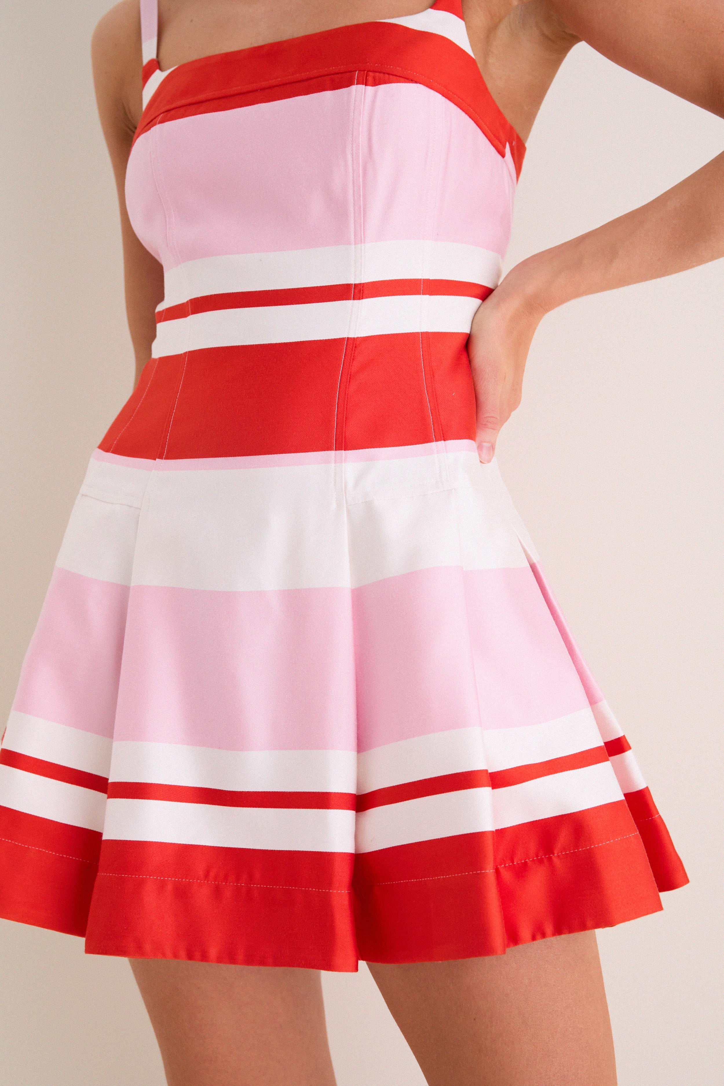 Tulip Stripe Nelly Bustier Mini Dress
