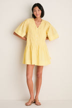 Yellow Alberte Solid Mini Dress