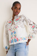 Multi Astrid Embroidery Long Sleeve Blouse