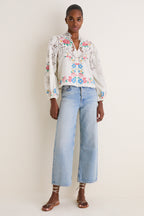Multi Astrid Embroidery Long Sleeve Blouse