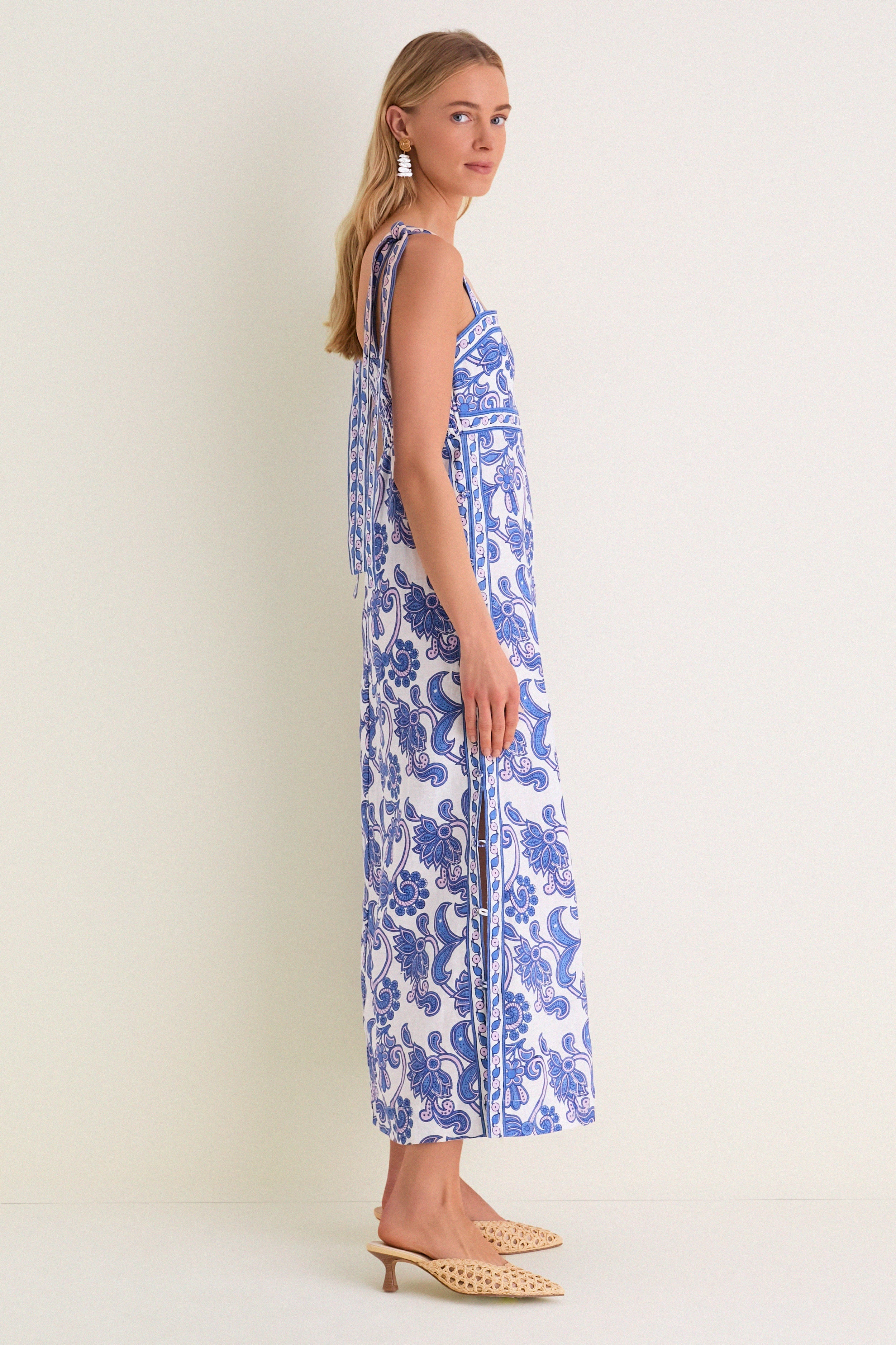 Brocade Azul Tali Maxi Dress