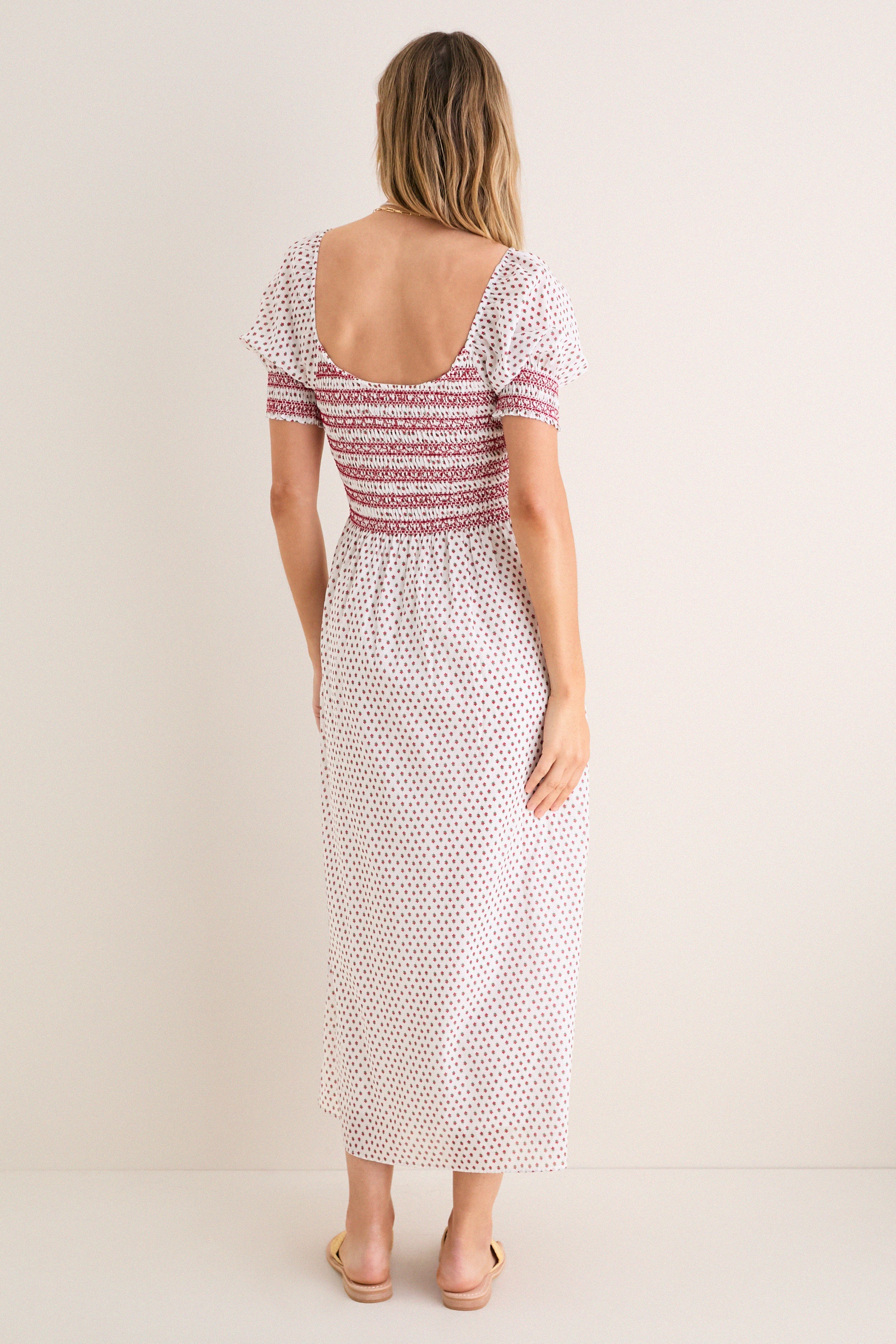 Poppy Half Drop White Madeline Nap Dress