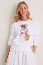 White Multi Bear Crew Neck Sweater