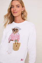 White Multi Bear Crew Neck Sweater